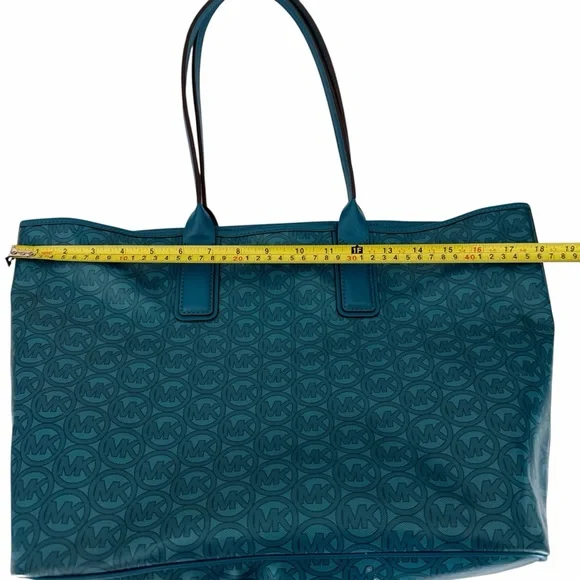 MICHAEL KORS teal Jodie large logo jacquard tote one size - Picture 11 of 15